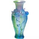 Glass Lotus Vase, Living Room Flower Arrangement, Antique Handicraft Display by Axyaa