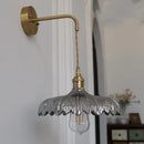 Axyaa Amber Vintage LED Wall Light Glass Copper Pull Chain Switch Bedside Lamp