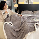 Axyaa Cozy Coral Fleece Velvet Blanket Set with Letter Jacquard - Plush Throw & Pillow Cover