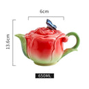 Axyaa Ceramic Rose Butterfly Teacup Set Milk Coffee Cup Camellia Afternoon Exquisite
