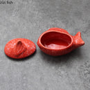 Axyaa Red Ceramic Dessert Bowl Set - Retro Molecular Cuisine Tableware for Snacks, Appetizers