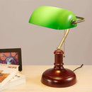 Axyaa European Antique Style Brass Desk Lamp Green Banker Reading Light