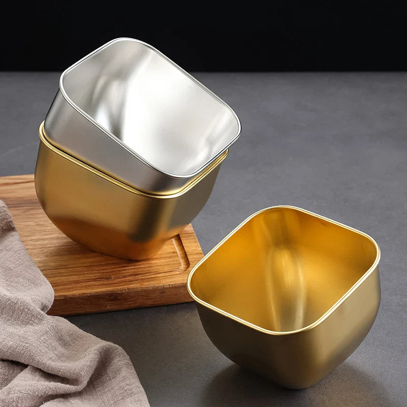 Axyaa Stainless Steel Korean BBQ Veggie Bucket Slanting Bowl, Large Capacity Kitchen Tableware