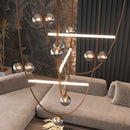 Axyaa Modern Leather Belt Glass Ball Chandeliers LED Hanging Lamps