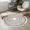 Axyaa Nordic Style Cotton Linen Round Carpets Boho Retro Handmade Floor Mats