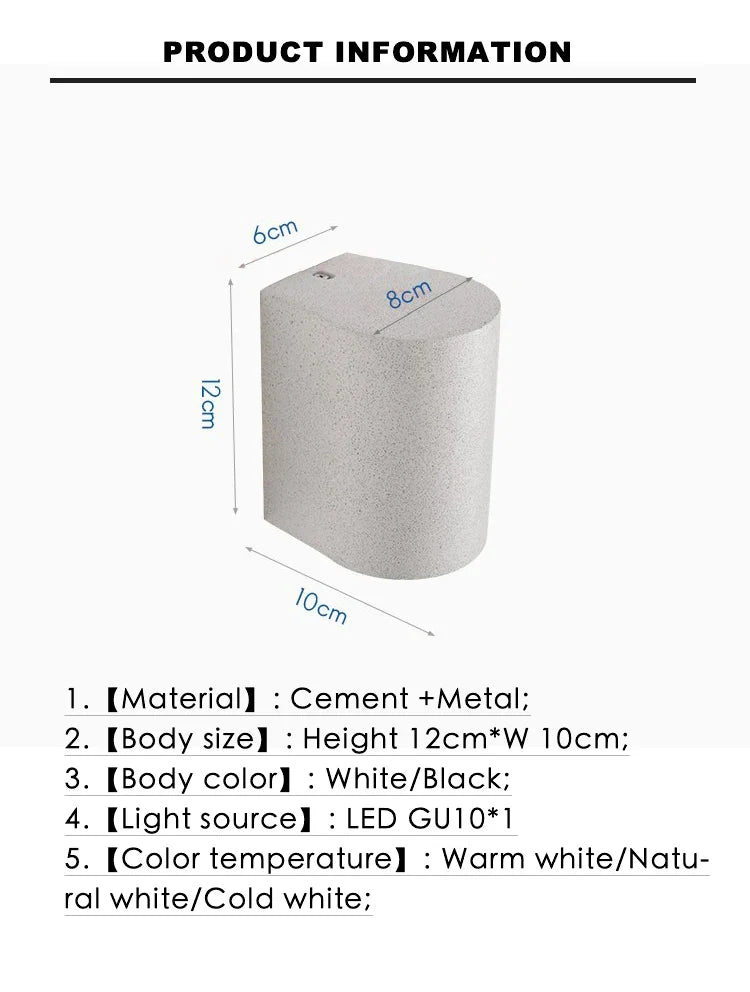 Axyaa Waterproof Wall Lamp Japanese Nordic Homestay Sconce Bedside Cement Light