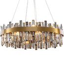 Axyaa Smoke Grey Crystal Chandelier: Luxury LED Hanging Lamp for Home Decor