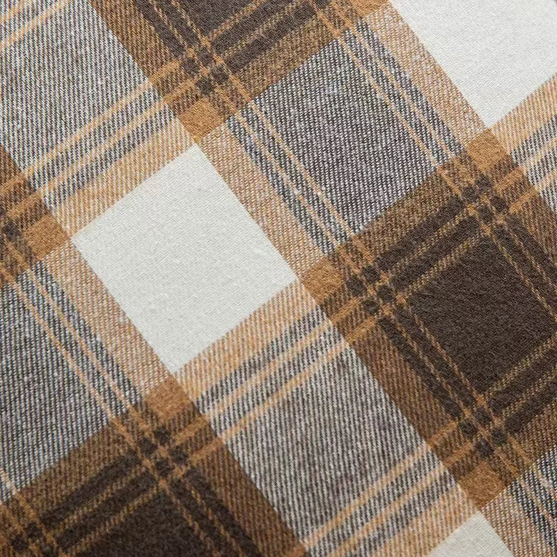 Axyaa Plaid Autumn Pillow Cover 18X18inch Brown Yellow Rustic Red Sofa Chair