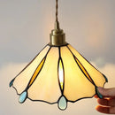 Axyaa Tiffany Yellow Glass Wall Sconce LED Light Fixture Copper Pull Chain