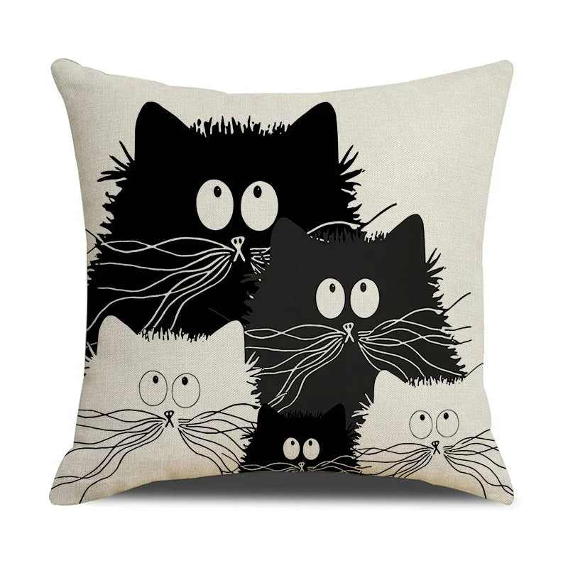 Axyaa Cat Print Cushion Cover for Stylish Home Decor and Comfort