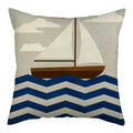Marine Ship Print Linen Pillow Cover for Home Sofa Decor Axyaa