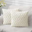 Axyaa White Faux Fur Velvet Pillow Covers 18x18 - Decorative Cushion Cover 45*45