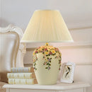 Axyaa Elegant Handmade Flower Carving Ceramics Table Lamp