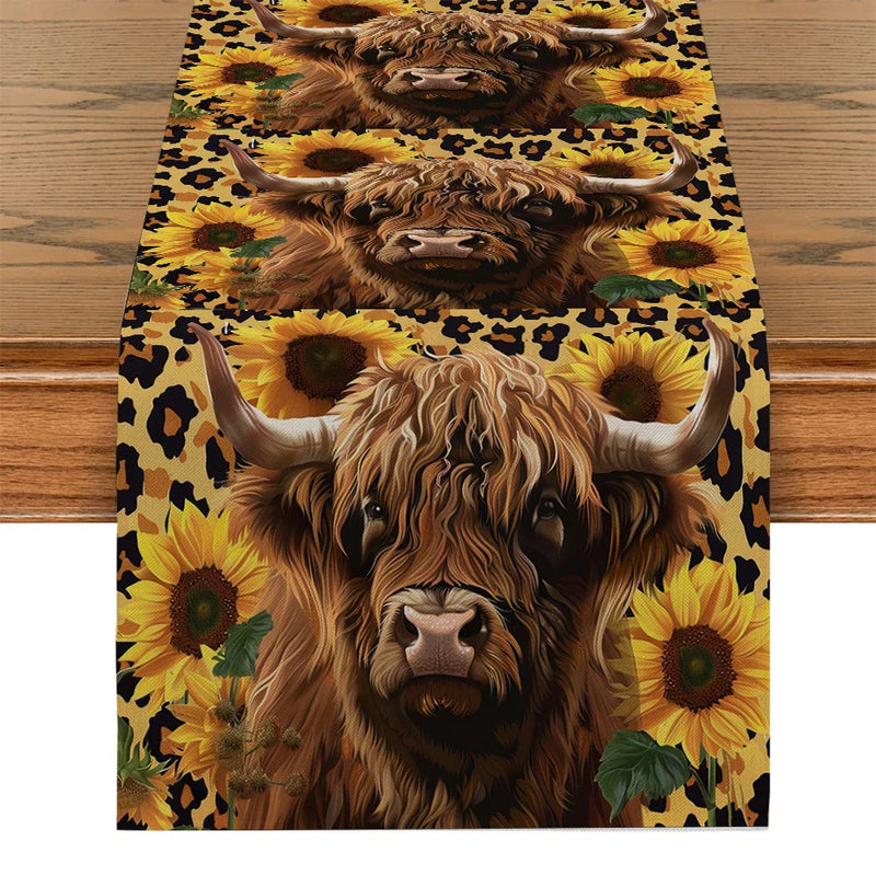 Axyaa Floral Cow Table Runner for Kitchen Dining Decor