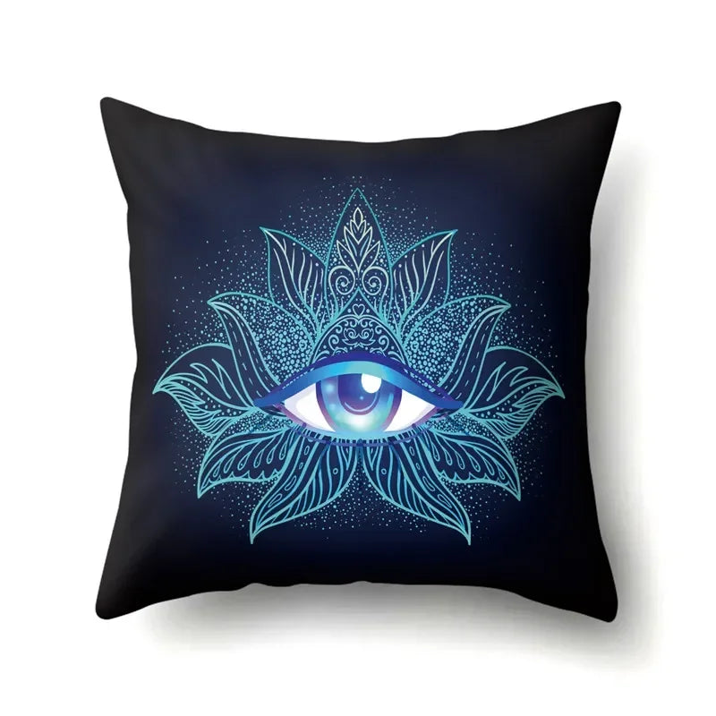 Axyaa Cartoon Eye Pattern Plush Cushion Cover 45x45cm Buddha Head Pillow Cover
