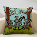 Axyaa Fox Linen Pillowcase - Nordic Animal Theme Decorative Cushion Cover 45x45cm