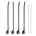 Axyaa Stainless Steel Straw Spoon Set - Reusable Metal Straw & Spoon for Smoothie Drinking