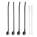 Axyaa Stainless Steel Straw Spoon Set - Reusable Metal Straw & Spoon for Smoothie Drinking