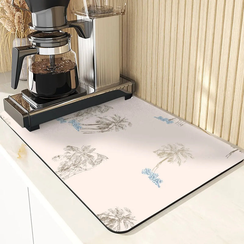 Axyaa Silicone Dish Mat, Flowers Pattern Absorbent Drying Mat for Kitchen Essentials