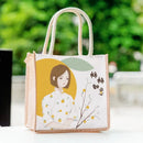 Axyaa Kawaii Cotton Lunch Bag for Men or Women: Portable, Thickened, Student-Friendly