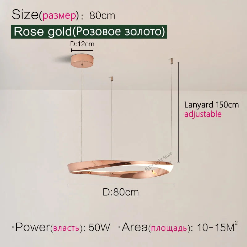 Axyaa Nordic Pendant Chandelier Ring Lamp for Modern Dining Room and Bedroom