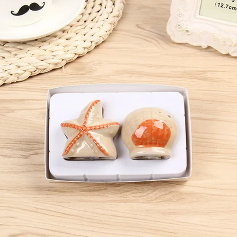 Axya Starfish Ceramic Seasoning Jar Set for Kitchen, Salt & Pepper Shaker Pair