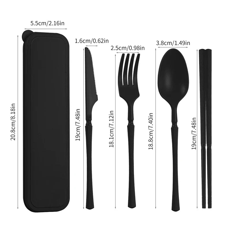 Axyaa PP Tableware Set - Knife, Fork, Spoon, Chopsticks with Portable Box