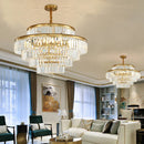 Axyaa Golden Crystal LED Chandelier for Elegant Living Spaces