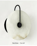 Round Natural Marble LED Wall Lamp by Axyaa - Elegant Bedroom Bedside Lighting Fixture