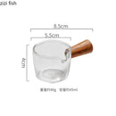Axyaa Glass Gravy Boat with Acacia Wood Handle: Restaurant Seasoning Tool