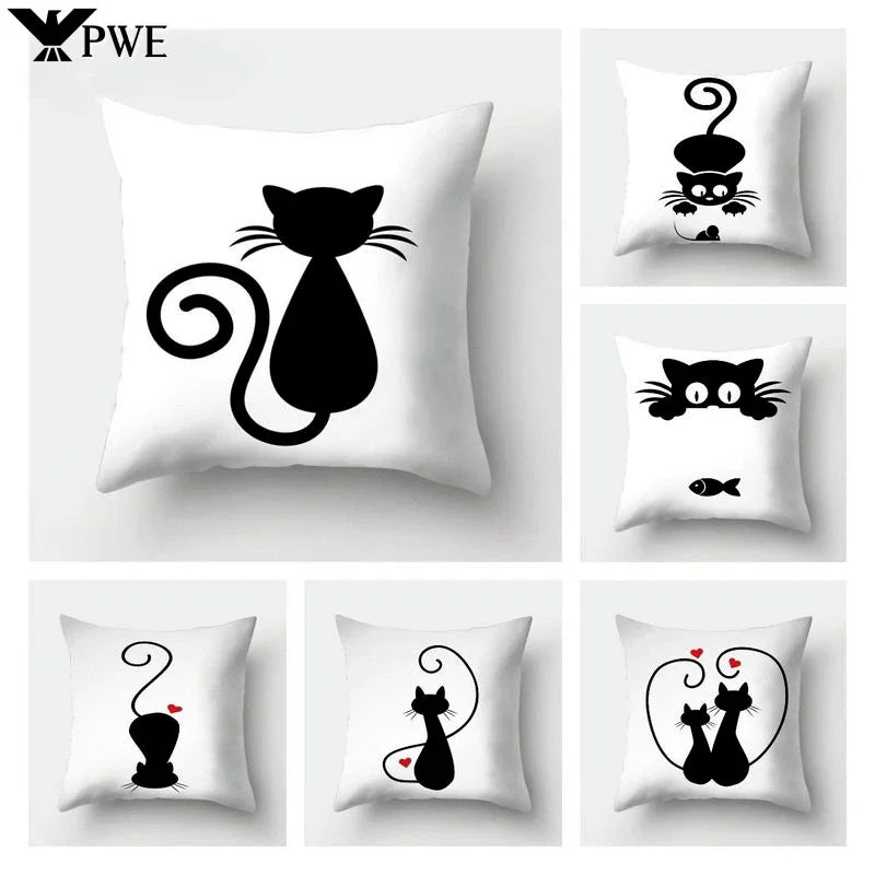Cute Cat Cushion Cover 45x45cm - Axyaa Home Decor Pillowcases