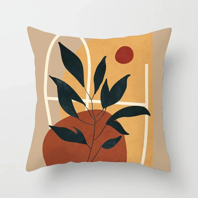 Modern Abstract Plant Leaf Geometric Cushion Cover for Home, Office, Sofa - Axyaa Brand