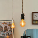 Axyaa Japanese Ceramic LED Pendant Light: Vintage Style for Bedroom or Living Room
