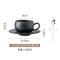 Axyaa Matte Stone Grain Ceramic Coffee Cup Set with Exquisite Camellia Design