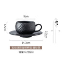 Axyaa Matte Stone Grain Ceramic Coffee Cup Set with Exquisite Camellia Design
