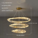 Axyaa Luxury Gold Crystal Pendant Lamp - Dimmable LED Modern Living Room Light