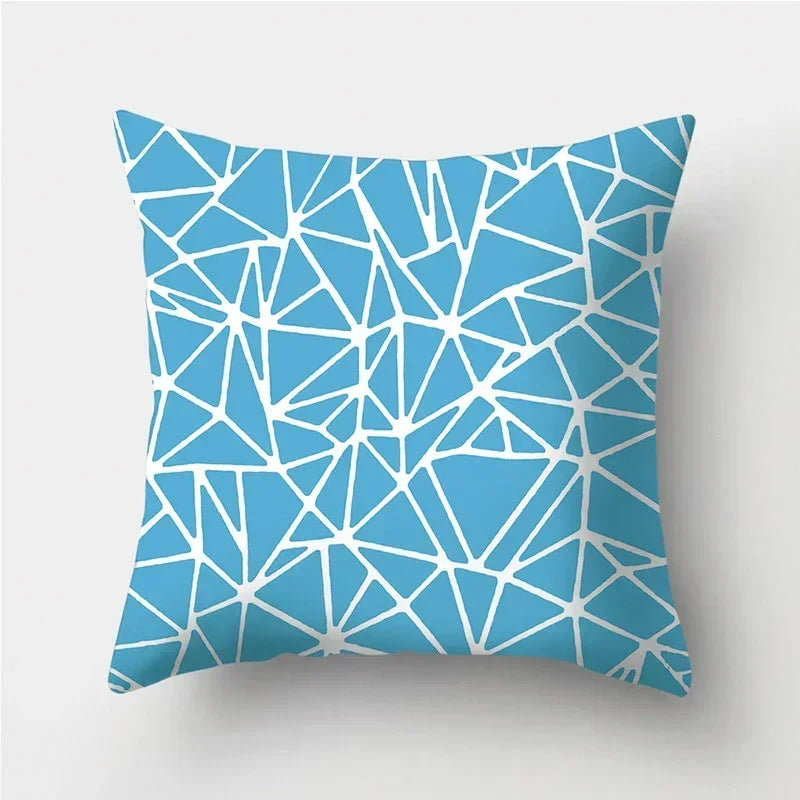 Axyaa Blue Geometric Pattern Cushion Cover for Living Room Sofa Decoration