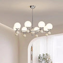 Axyaa Chrome Glass Chandelier: Modern Full Spectrum LED Pendant Light for Healthy Eye Protection