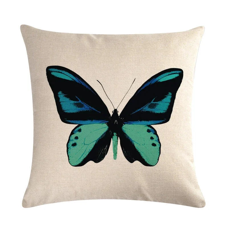 Butterfly Cotton Linen Throw Pillow Cover for Home & Car Decor - Axyaa