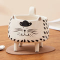 Axyaa Cat Meow Mug: Cute Ceramic Coffee Cup for Women, Girls - 4 Legs Novelty Design