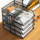 Axyaa 5 Tier Stackable Desk Organizer Tray - Mesh Desktop File Paper Document Organizer