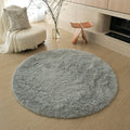 Axyaa Kids Bedroom Plush Rug: Circular White Fluffy Carpet for Nursery & Play Mat
