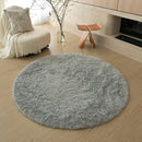 Axyaa Kids Bedroom Plush Rug: Circular White Fluffy Carpet for Nursery & Play Mat