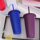 Axyaa 710ml 24oz Reusable Plastic Cold Cup with Lid and Straw