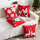 Axyaa Christmas Red Santa Claus Embroidered Cushion Cover - Home Decor