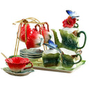 Axya Hibiscus Flower Tea Set Ceramic Mugs Teapot Teacup Afternoon Tea Accessories