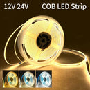 Axyaa High Density COB LED Strip Lights 12V 24V Dimmable 3000K-6500K Linear Cabinet Tape