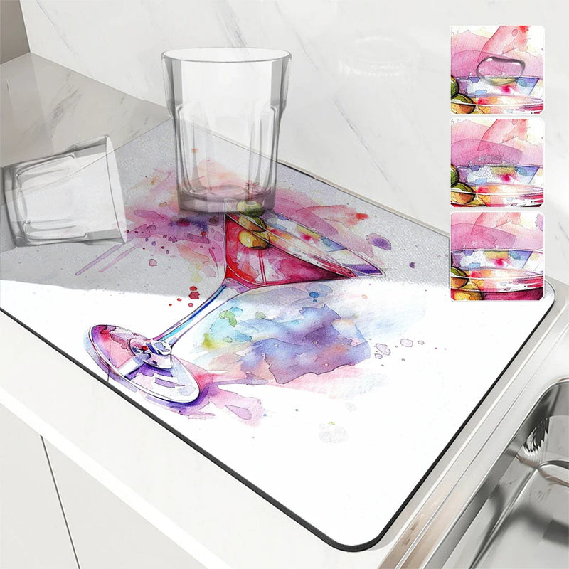 Axyaa Square Anti-Slip Absorbent Drain Pad for Dishes and Cups