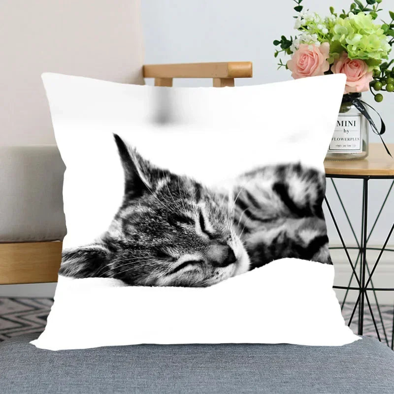 Cute Cat Print Pillowcase by Axyaa - Perfect for Home, Car, and Sofa