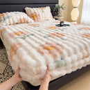 Axyaa Thickened Rabbit Plush Mattress Cover, Winter Warm Single Piece Plush Sheet